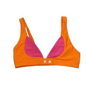 Bamba Swim Color-Block Bikini Top in Orange/Pink